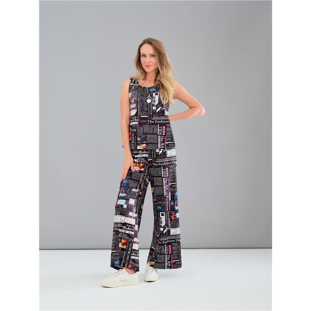 Pantalon avec imprimé journal - Taille : XSMALL - Couleur : Noir
