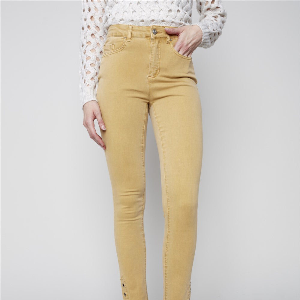 Pantalon avec oeillets au bas - Taille : 4 - Couleur : Or