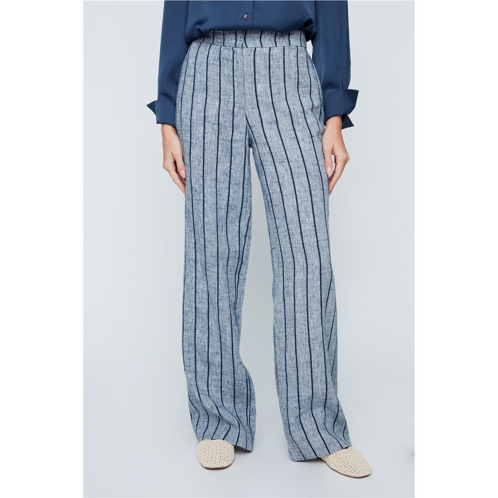 Pantalon avec rayures verticales - Taille : 6 - Couleur : Indigo