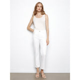 Pantalon blanc à revers contrasté