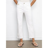 Pantalon blanc à revers contrasté