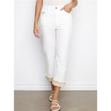 Pantalon blanc à revers contrasté