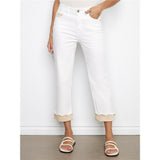 Pantalon blanc à revers contrasté