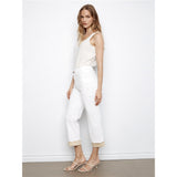 Pantalon blanc à revers contrasté