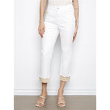 Pantalon blanc à revers contrasté - Taille : 6 - Couleur : Blanc