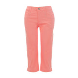 Pantalon capri avec fermoir et bouton - Taille : 30 - Couleur : Corail