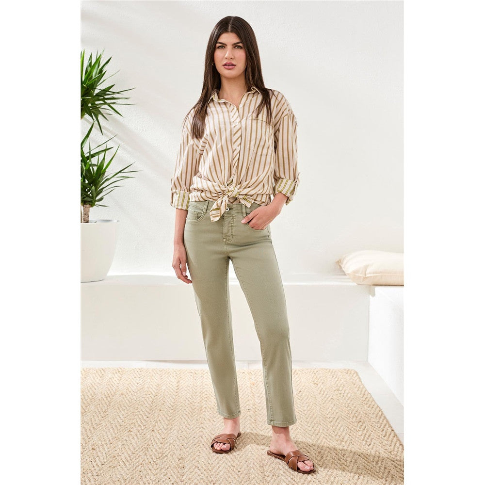 Pantalon cheville avec fermoir - Taille : 8 - Couleur : Vert Sauge
