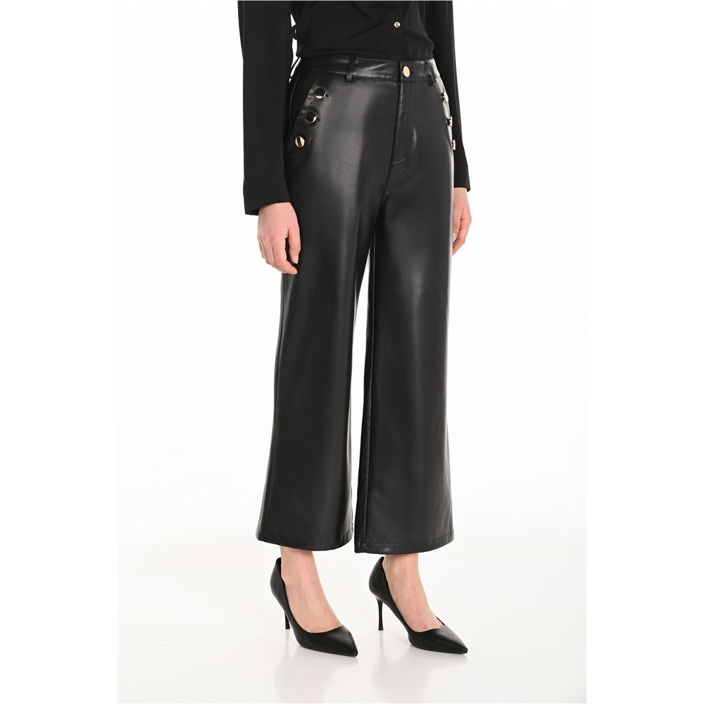 Pantalon cheville en cuir vegan - Taille : SMALL - Couleur : Noir