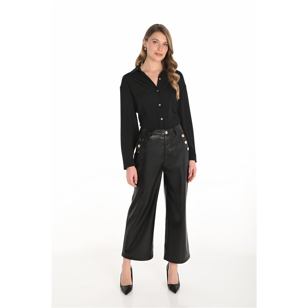 Pantalon cheville en cuir vegan