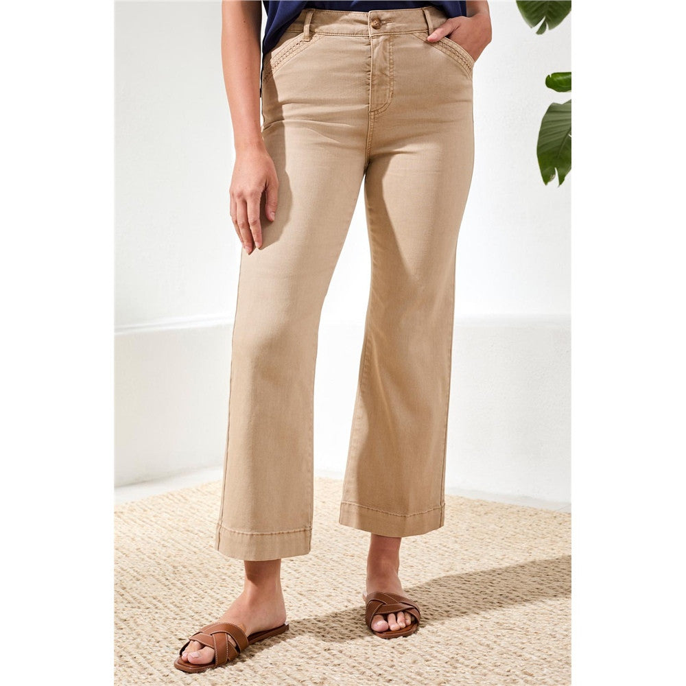 Pantalon cheville et broderie aux poches - Taille : 6 - Couleur : Beige