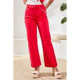 Pantalon cheville et broderie aux poches - Taille : 6 - Couleur : Rouge