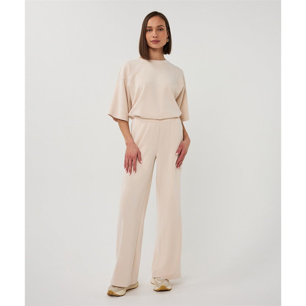 Pantalon confortable à taille élastique - Taille : SMALL - Couleur : Naturel