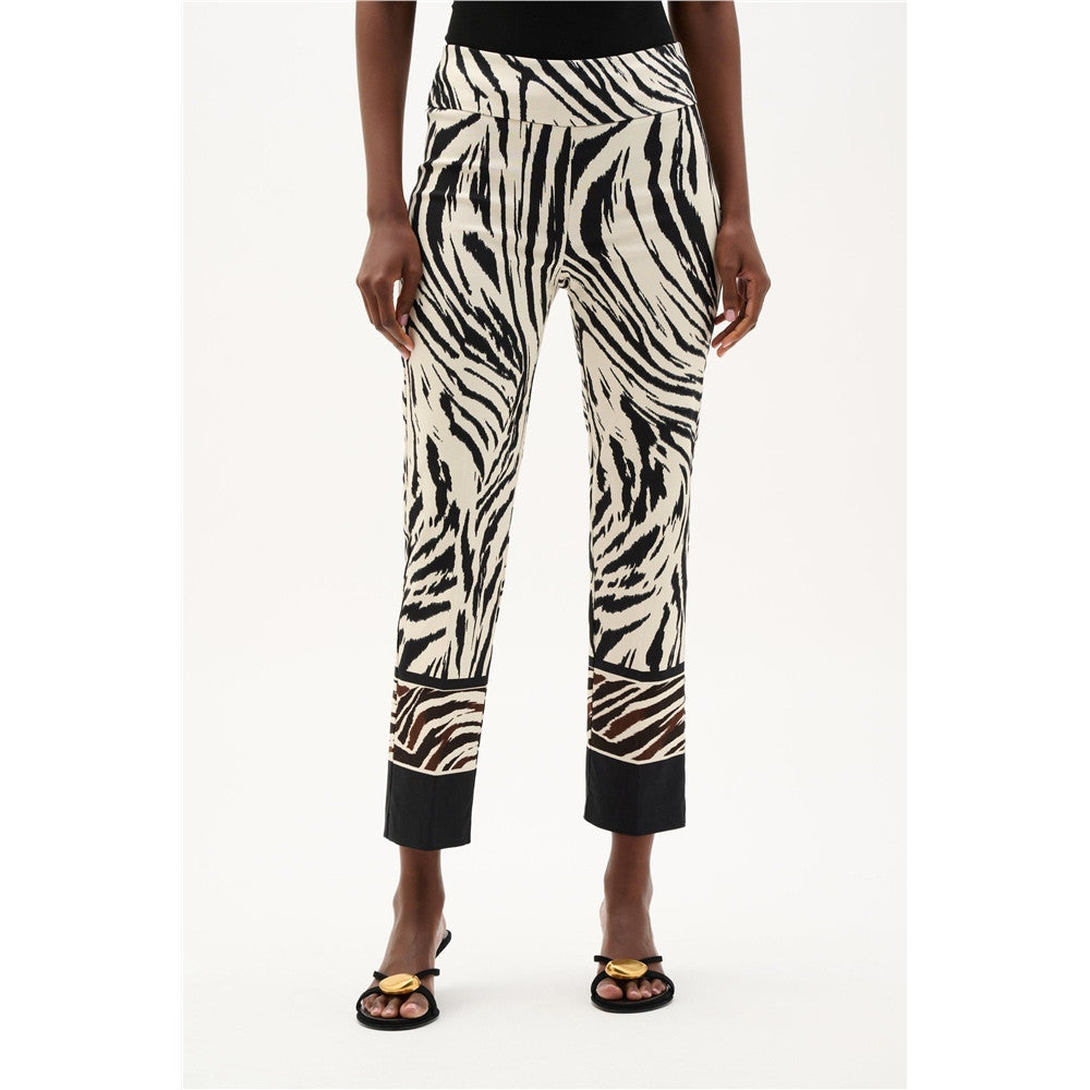 Pantalon coupe droite à enfiler à imprimé - Taille : 4 - Couleur : Beige/Multi
