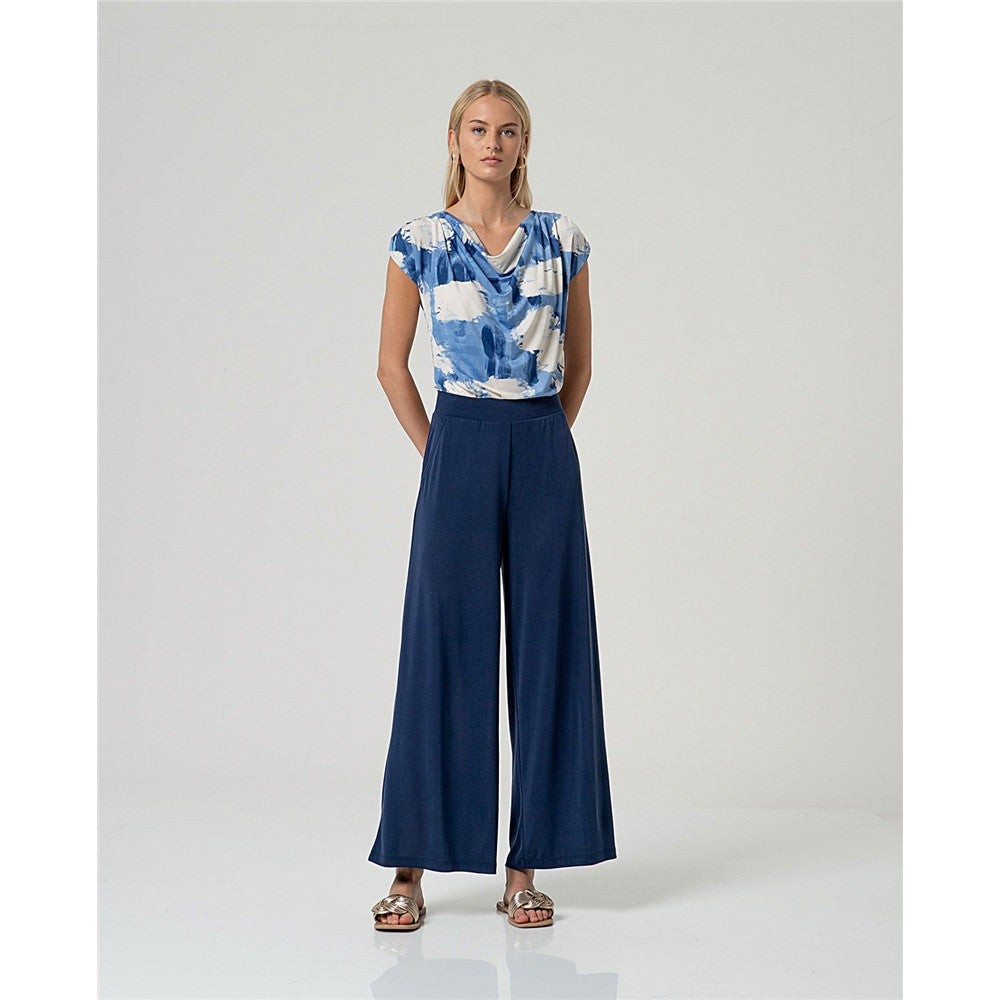 Pantalon coupe large et fluide - Taille : SMALL - Couleur : Marine