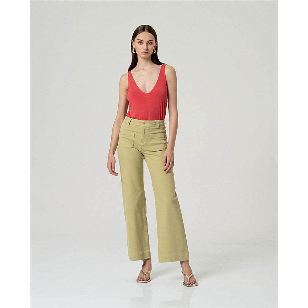 Pantalon coupe large et jambe droite - Taille : MEDIUM - Couleur : Olive pâle