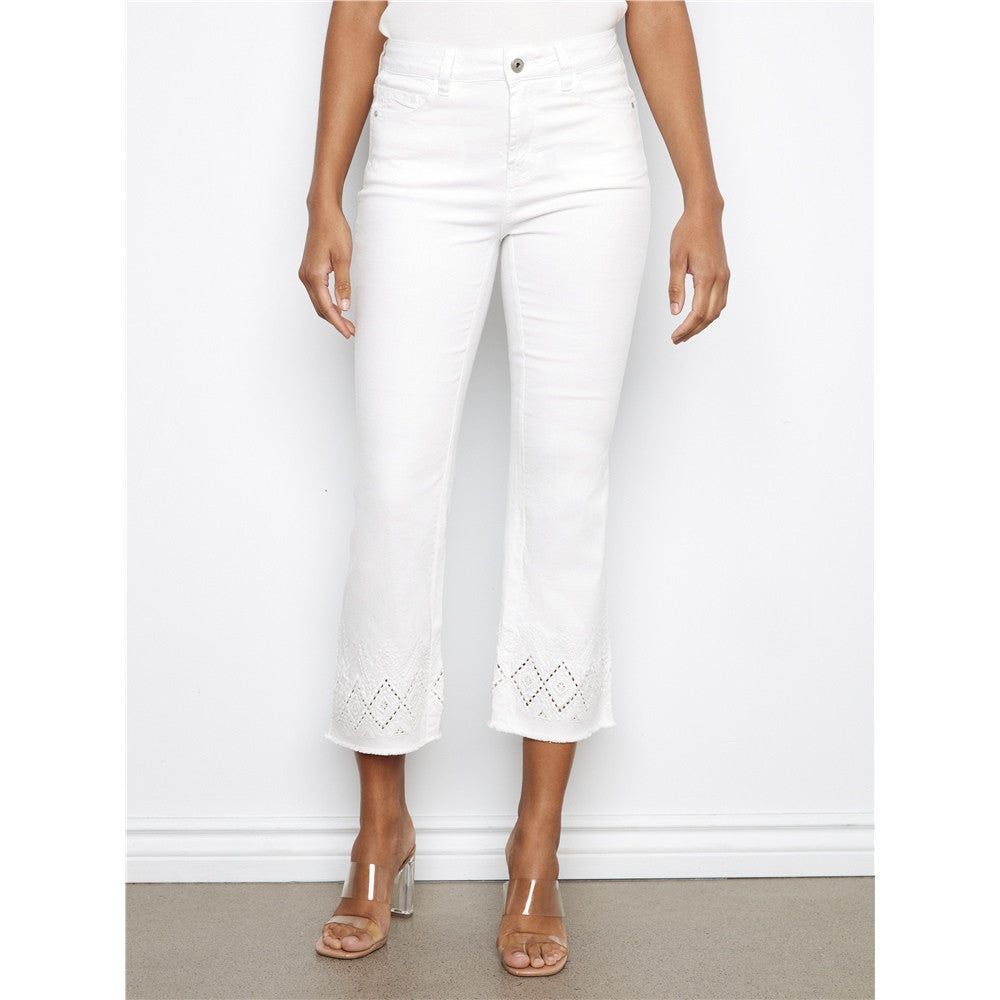 Pantalon court brodé