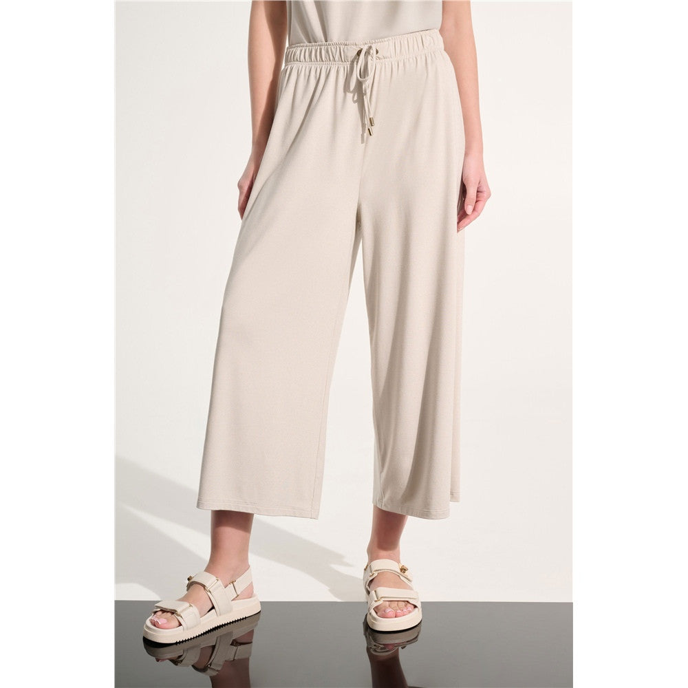 Pantalon-culotte à enfiler en jersey avec ceinture à nouer - Taille : LARGE - Couleur : Pierre de Lune