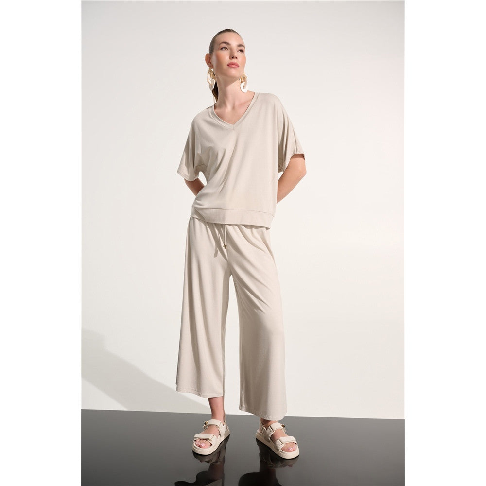 Pantalon-culotte à enfiler en jersey avec ceinture à nouer