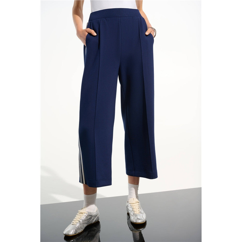 Pantalon culotte à enfiler en jersey scuba - Taille : SMALL - Couleur : Indigo/Vanille