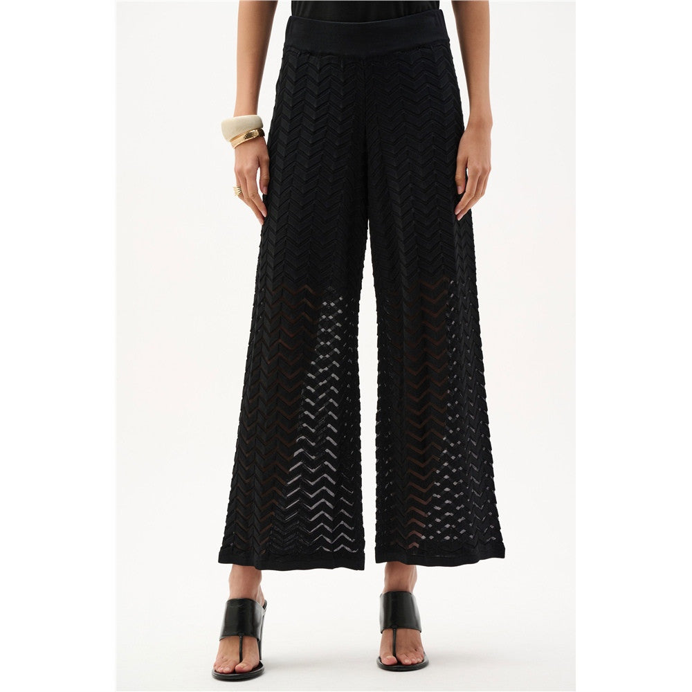 Pantalon-culotte en tricot jacquard de viscose à chevrons - Taille : XSMALL - Couleur : Noir