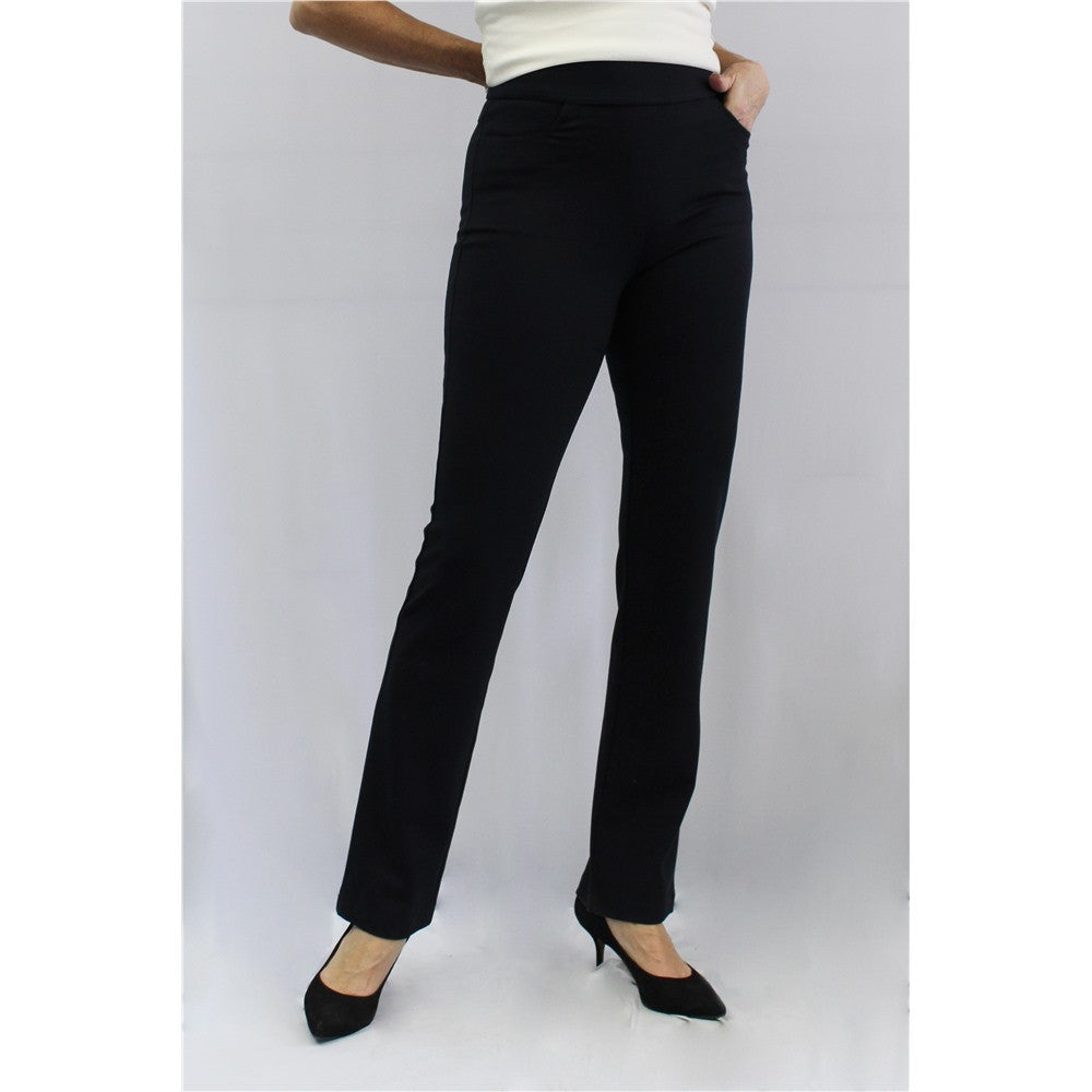 Pantalon droit avec taille à enfiler - Taille : 4 - Couleur : Noir