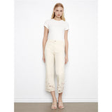 Pantalon écourté avec broderie florale