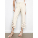 Pantalon écourté avec broderie florale