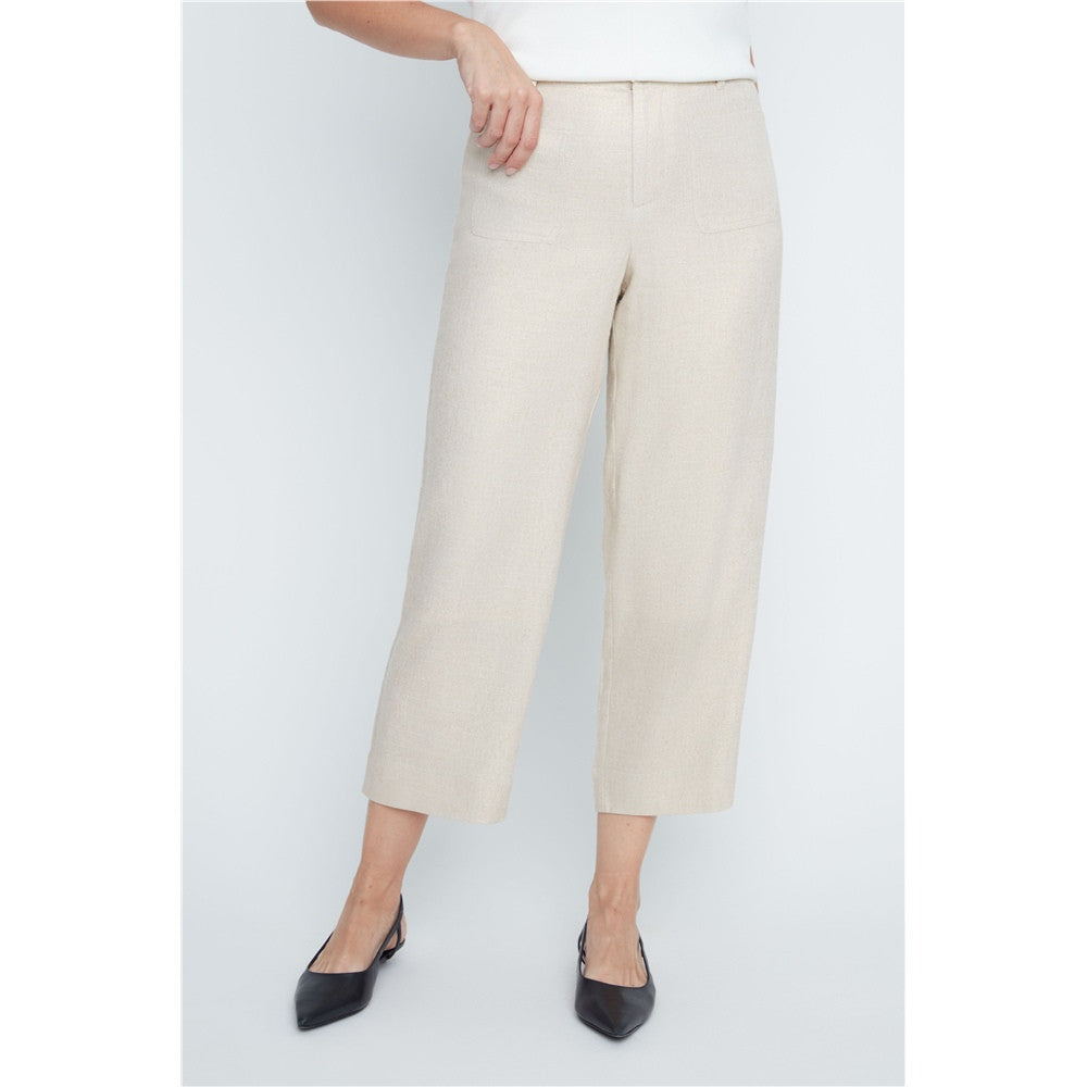 Pantalon écourté avec fermoir et bouton - Taille : 4 - Couleur : Or
