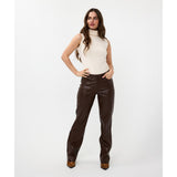 Pantalon en cuir vegan - Taille : 12 - Couleur : Chocolat