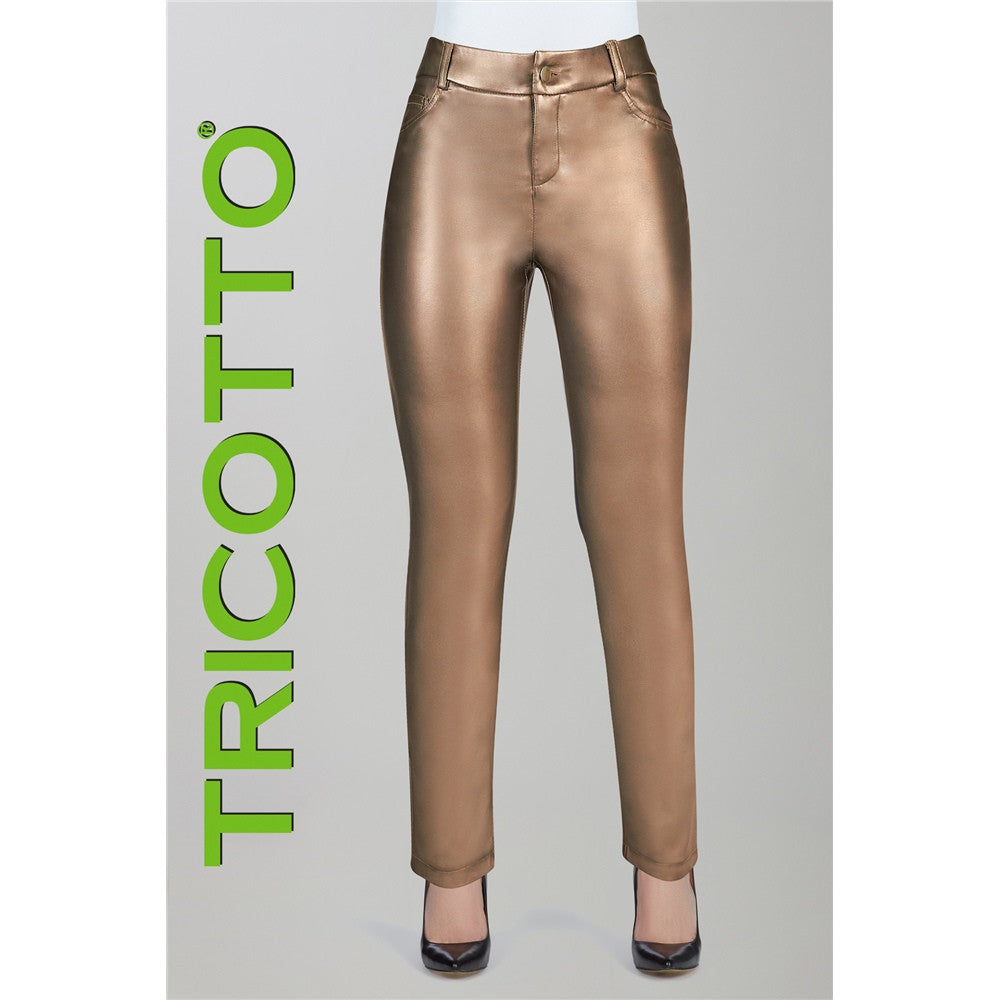 Pantalon en cuir vegan - Taille : 8 - Couleur : Bronze