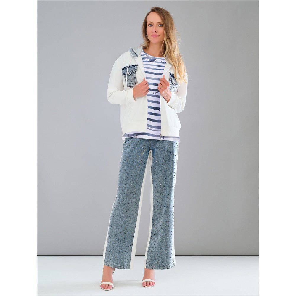Pantalon en denim à détails brillants - Taille : XSMALL - Couleur : Denim Bleu pâle
