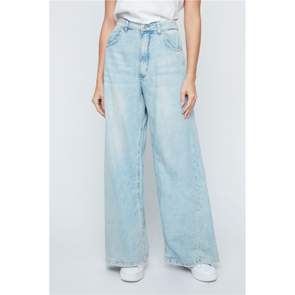 Pantalon en denim coupe - Taille : 6 - Couleur : Denim délavé