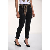 Pantalon en denim - détails léopard - Taille : XXLARGE - Couleur : Noir