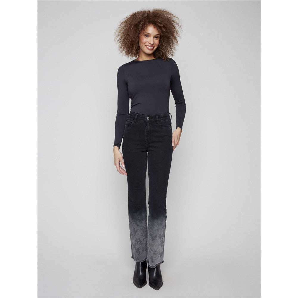 Pantalon en denim effet floral