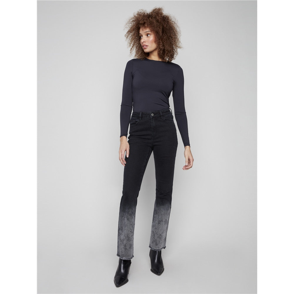 Pantalon en denim effet floral