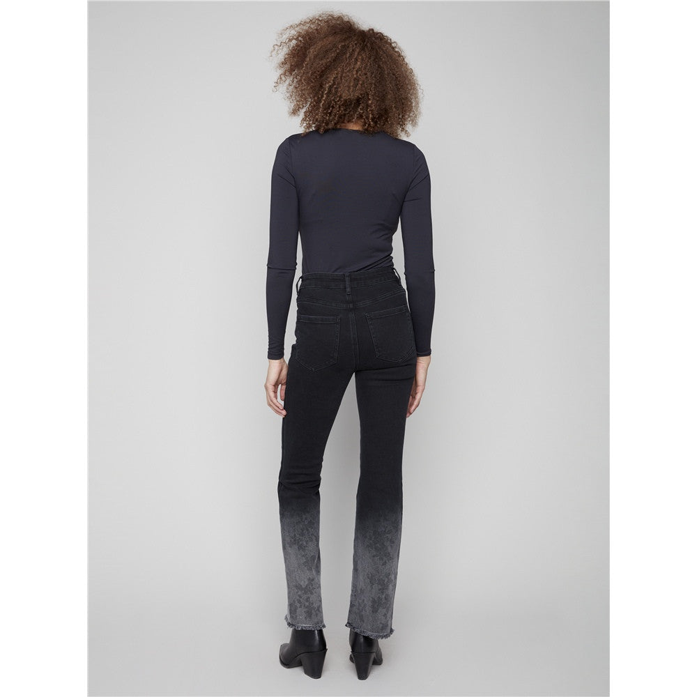Pantalon en denim effet floral