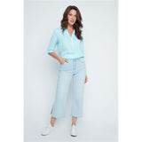 Pantalon en jean à broderies florales
