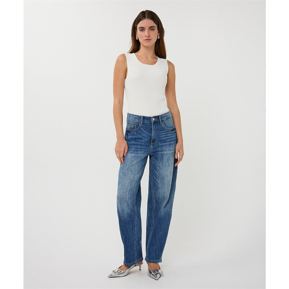 Pantalon en jean à fermoir et bouton