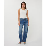 Pantalon en jean à fermoir et bouton