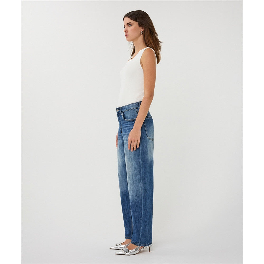 Pantalon en jean à fermoir et bouton