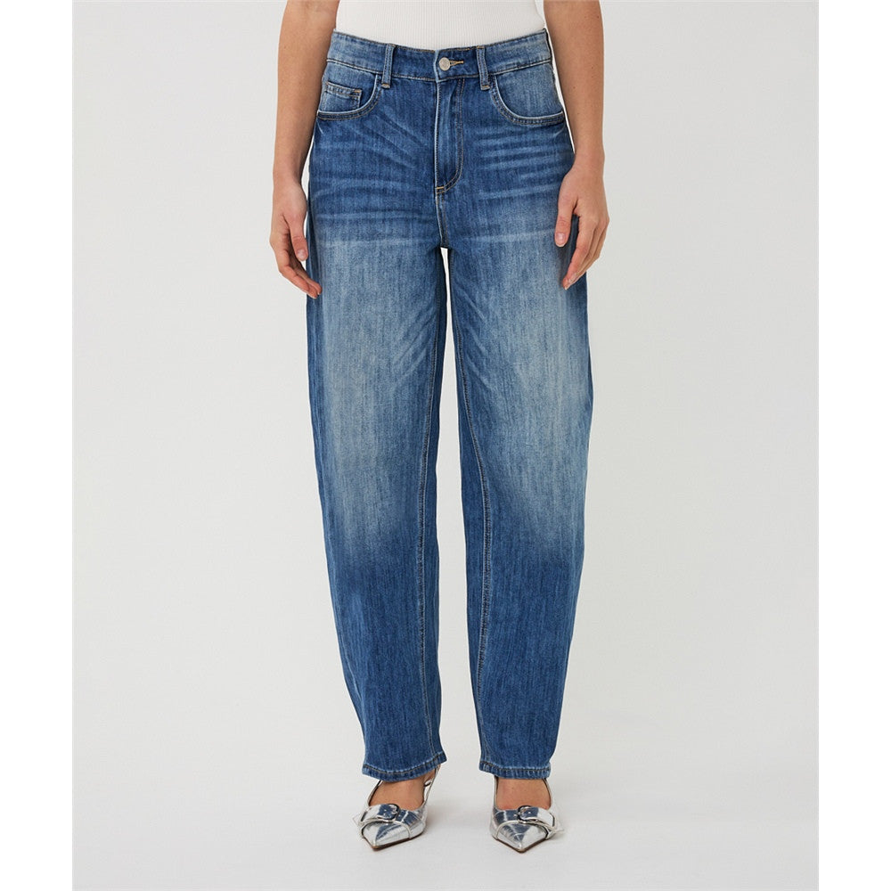 Pantalon en jean à fermoir et bouton - Taille : 10 - Couleur : Bleu Denim