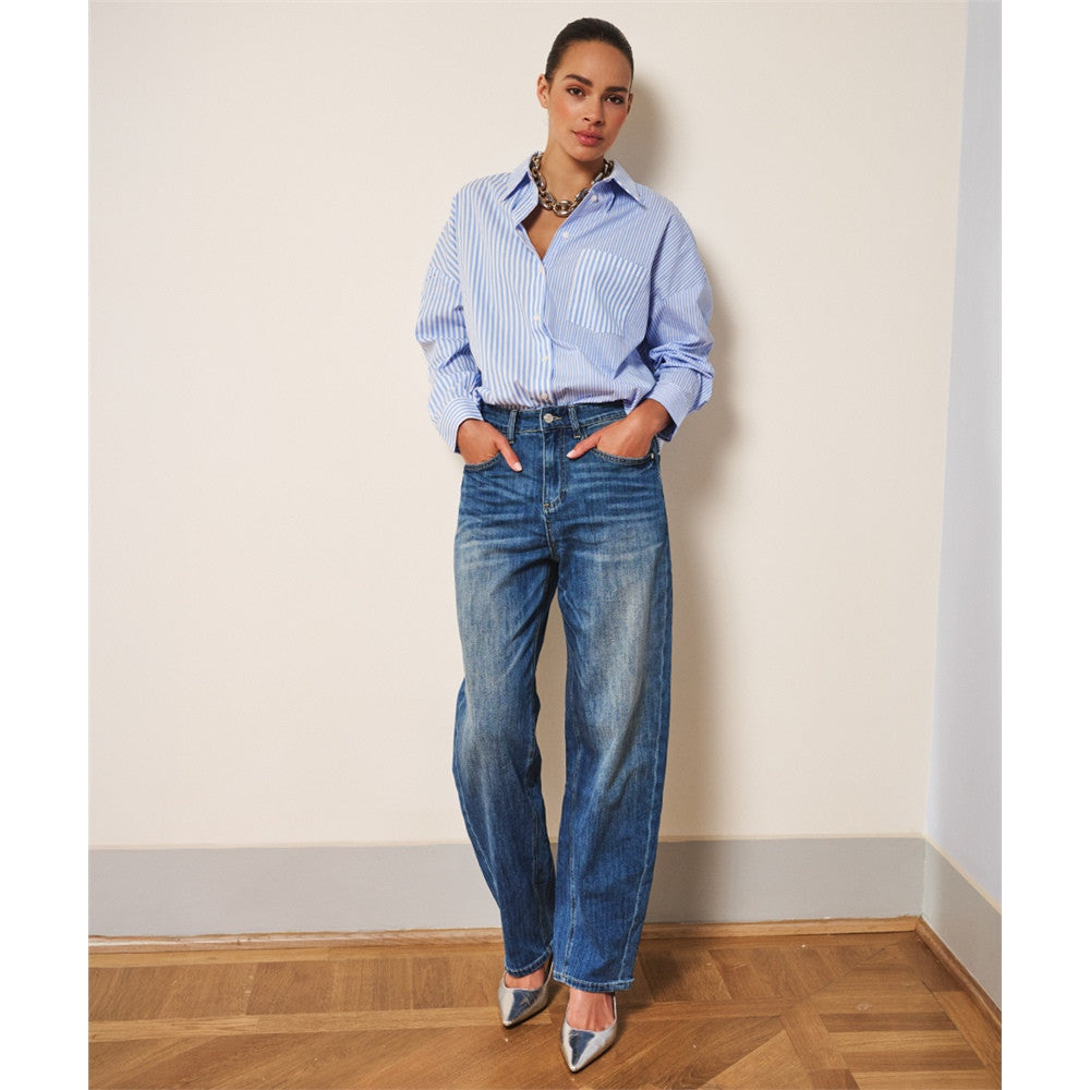 Pantalon en jean à fermoir et bouton