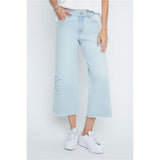 Pantalon en jean à fleurs brodées - Taille : 12 - Couleur : Denim Bleu pâle