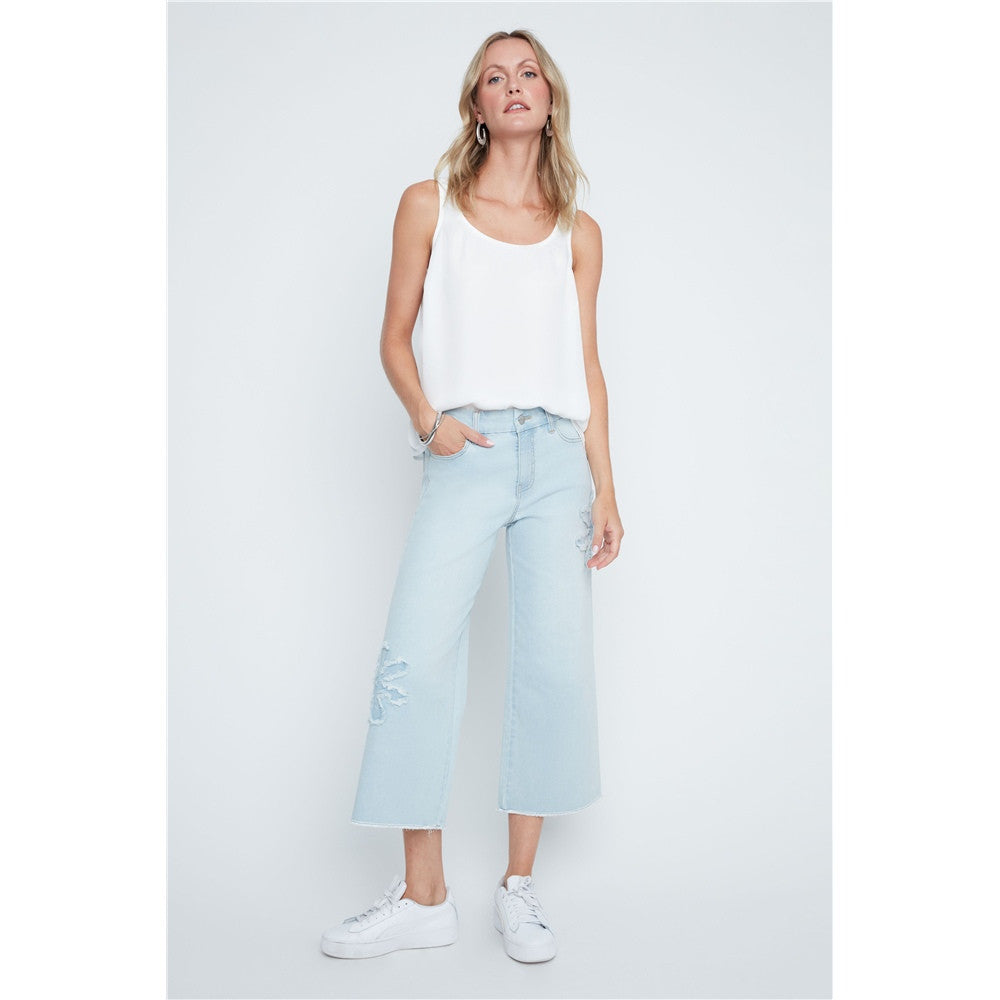 Pantalon en jean à fleurs brodées