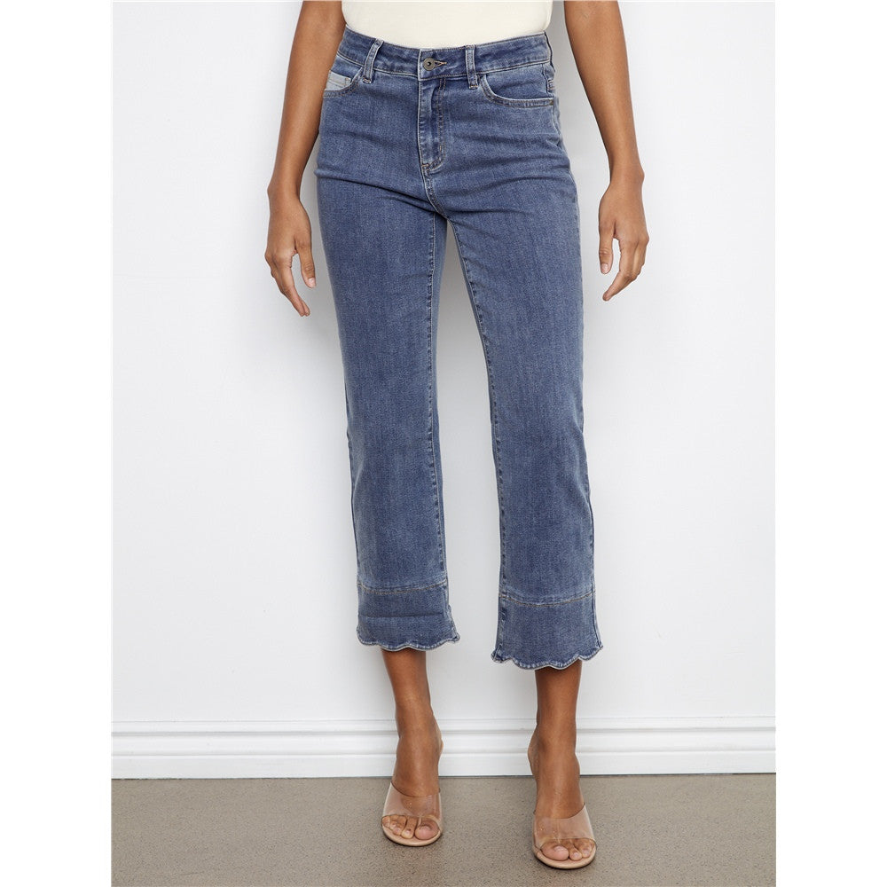 Pantalon en jean à revers contrasté