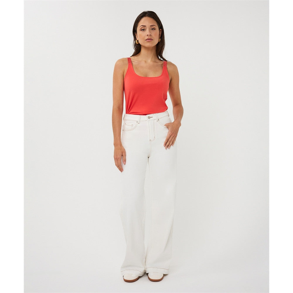 Pantalon en jean à surpiqûres contrastantes