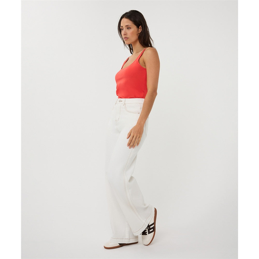 Pantalon en jean à surpiqûres contrastantes