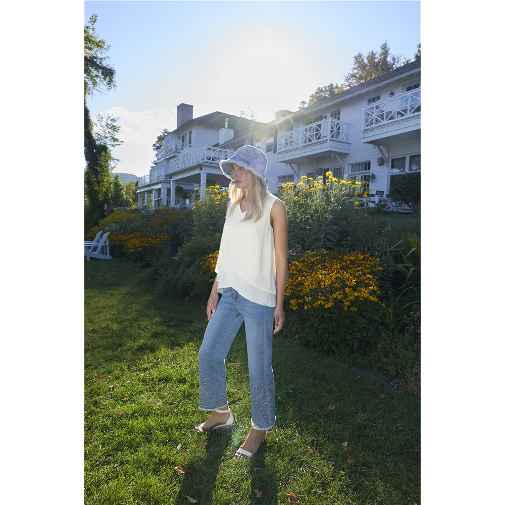 Pantalon en jean avec broderies