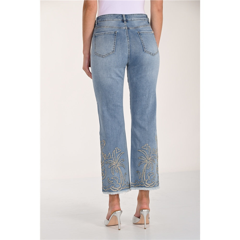 Pantalon en jean avec broderies