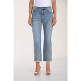 Pantalon en jean avec broderies - Taille : MEDIUM - Couleur : Denim Bleu pâle